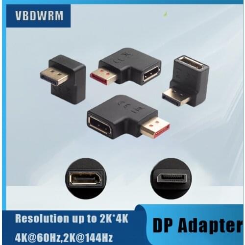 UP down Displayport adapter Right angled DP adapter 4k/60Hz 2K/144Hz pass through 90 degree Angle Displayport 1.2 converter
