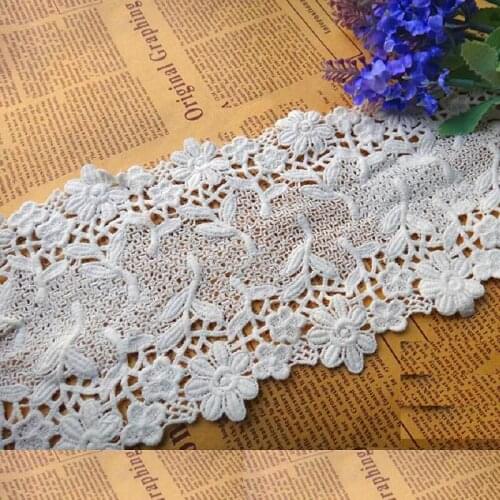 YACKALASI 5 Yds 100% Cotton Embroidered Lace Chemical lace Milky white 12cm