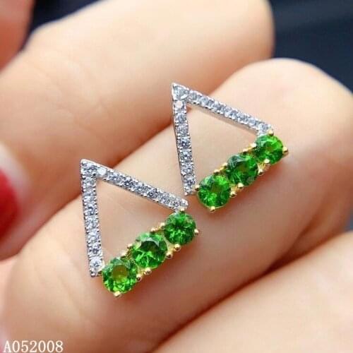 KJJEAXCMY 925 sterling silver natural diopside earrings new ladies lovely gemstone ear stud support test