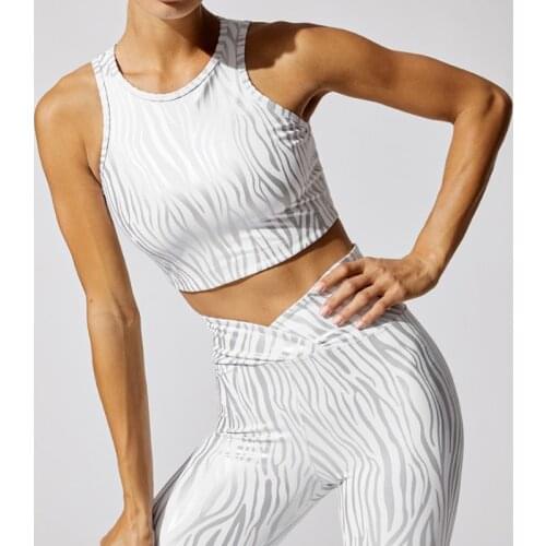 2 Pieces Yoga Suit For Women White Sports Costume Crop Top And Middle Waist Push Up Leggings Workout Tights Training Sets Summer