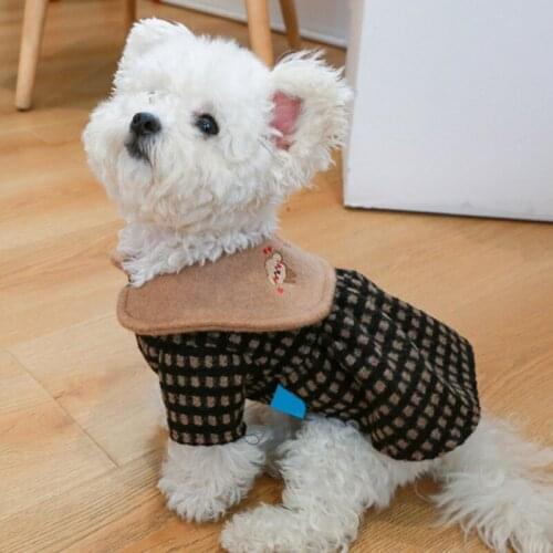 Winter Autumn Dog Cat Dress Coat Warm Puppy Dog Clothing Teddy Poodle Clothes Chocolate Student Skirt For Dogs Small Pet Dress