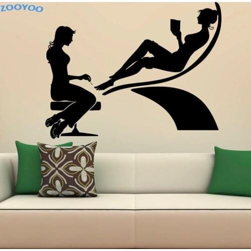 ZOOYOO Spa Beauty Salon Wall Decals Vinyl Fashion Wall Sticker Home Decor Pedicure Wall Stickers Vinyl Art Murals Decoration