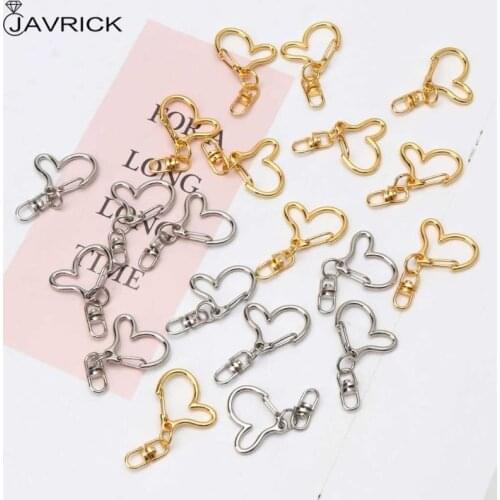 10Pcs DIY Metal Heart Keychain Swivel Lobster Clasp Snap Hook Jewelry For Unisex