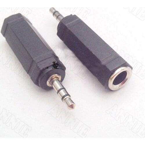 100pcs/lot 3.5 Dual Channel To 6.5 Audio Converter AV Video Socket 6.35 Female To Male Jack
