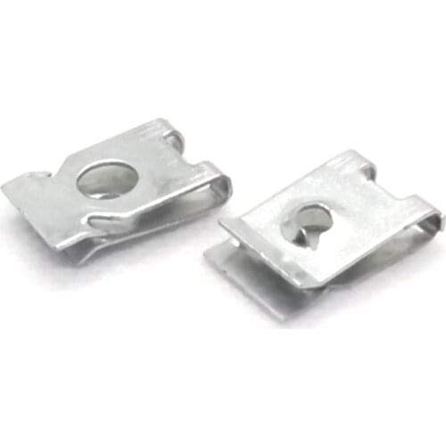 100Pcs Steel Auto Fender Screw Gasket 3mm Hole Fixed Car Body Metal Clips Silver U Type