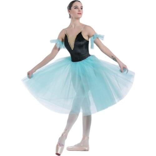 Black Velvet Bodice with Mint Romantic Tulle Girl & Women Stage Performance Dance Costumes Ballerina Tutu