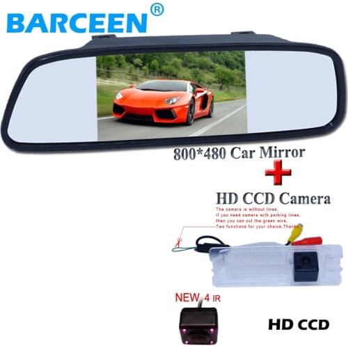 2in1 CCD car rear view parking backup camera for Renault Logan Sandero + 5inch car mirror monitor 5inch 800*480 HD