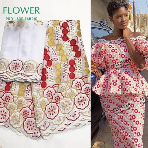 2020 New African Senegal 100% Cotton Stones Lace With Scarf Swiss Voile Lace In Switzerland Dry Lace Wedding Bride Dresses Laces