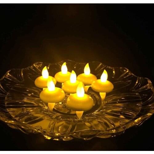 24pcs/lot Water Sensor LED Flameless Floating Electronic Candle for Bath SPA Pray Waterproof Tealight Yellow