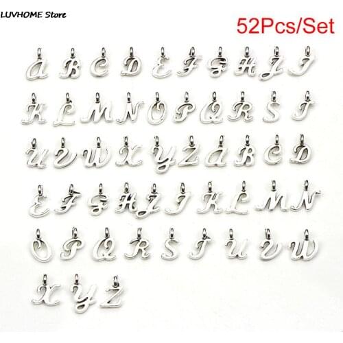 52pcs Making A-Z Initial Charms 26 English Alphabet Letter DIY Necklace Bracelet Jewelry Charm Pendants For Women Man