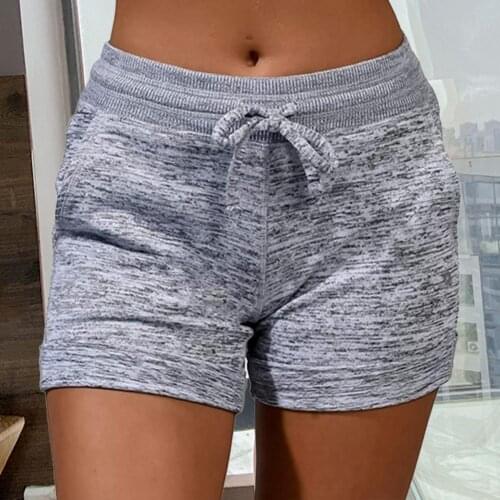 80% New European Style Women Solid Color Drawstring Casual Sexy Home Sweat-absorbing High Waist Sporty Shorts for Yoga Plus Size