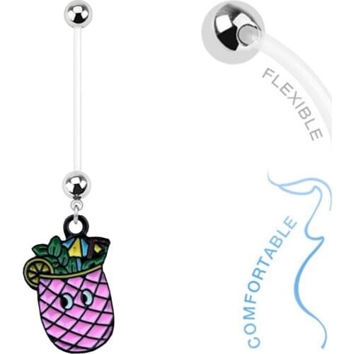 Pineapple Pregnant Belly Button Rings Piercing Nombril Navel Earring Gold Flexible Belly Rings Body Jewelry Piercing Accessories