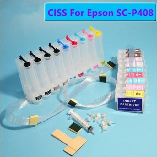 Free Shipping 100% Quality Warranty 9Colors Bulk Ink System CISS Ink Tank With Chips For EPSON SC-P408 Printer Refill Cartridge