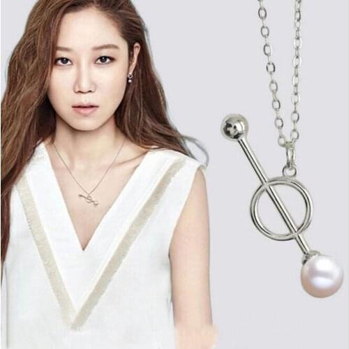 Free Shipping 925 Sterling Silver Jewelry Exquisite Large Punk Style Star With The Pearl Clavicle Key Necklaces N065