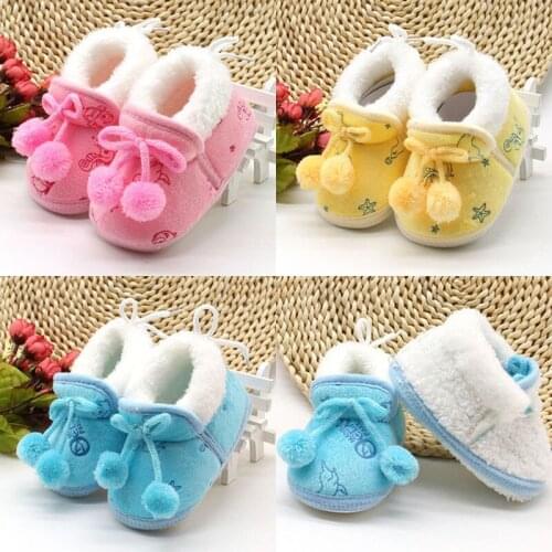 Winter Warm Newborn Toddler Infant Baby Girls Plush Shoes Soft Sole Shoes Comfortable Kids Fleece shoes Cute