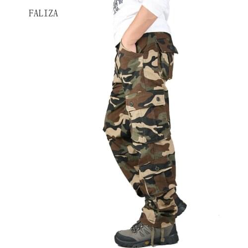 High Quality Mens Cargo Pants Camouflage Loose Fit Men Pants Military Multi Pockets Large Size Army Straight Trousers Male P103