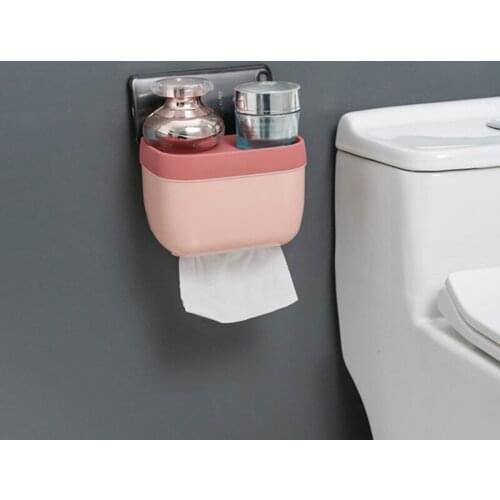 Bathroom Toilet Paper Holder Waterproof Wall Mount For Phone Toilet Paper Tray Kitchen Roll Paper Tube Storage Tray Tissue Box