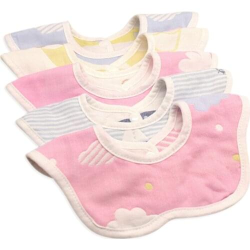 Practical Breathable Cute Petal Style Baby Bib Rotating Double Snap Fashion Pattern Heart Star Bib Girl Boy Children Accessories