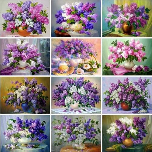 EverShine 5D DIY Diamond Embroidery Lilac Mosaic Kits Diamond Painting Flower Cross Stitch Handicraft Decor For Home Wall Art