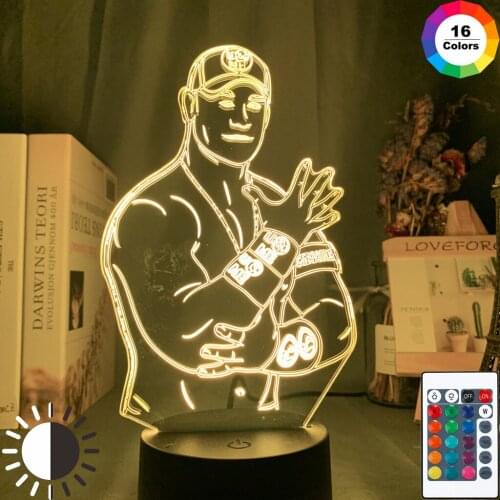 John Felix Anthony Cena Jr. Figure Led Night Light for Office Room Decor Led Touch Sensor Colorful Bedroom Table Lamp Wrestler