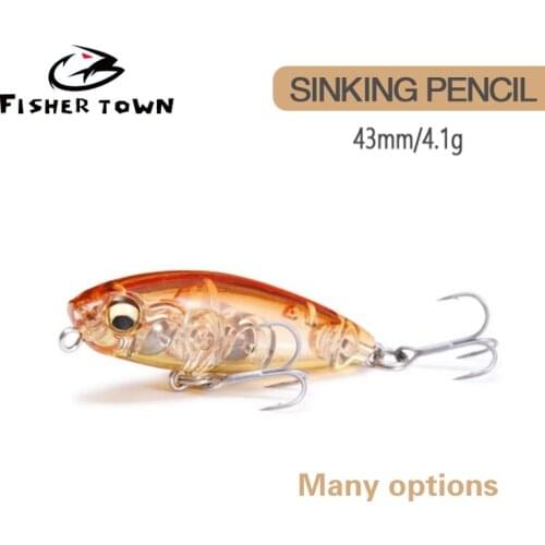 Fisher town 2021 Pencil Fishing Lure Sinking 4.1g 43mm Artificial Hard BaitHooks Artificial Bait Goods Pike Lures Carp Fish
