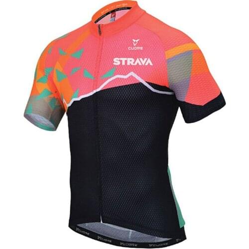 STRAVA Cycling Jersey Summer Breathable Male Short Sleeves Clothes Mens Cycling Shirt Mountain Bike Racing Road Bicycle Clothing