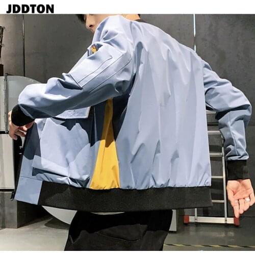 JDDTON New Mens Patchwork Jackets Standing Collor Winter Loose Zipper Windbreaker Casual Outwear Fashion Brand Male Coats JE300