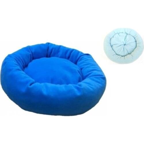 Cat Dog Bed-Round Fleece Fabric Grommet Bed (Blue)