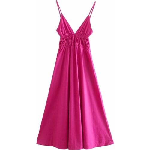 Withered 2021 Summer Enlgand Style Fashion Sexy Spaghetti Strapless Poplin Elastic Midi Party Dress Women Vestidos