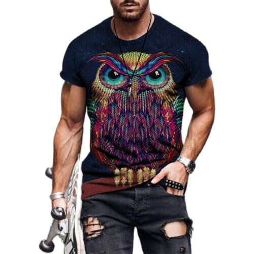 2021 Summer Mens T-shirt 3d Printed Lovely Owl Short Sleeve Leisure Breathable Oversized T-shirt Xxs-4xl