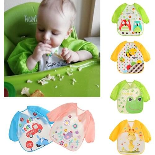 Baby Bibs Waterproof Long Sleeve EVA Apron Children Feeding Smock Bib Burp Clothes Soft Eat Toddler Clothing Bandana Bibs