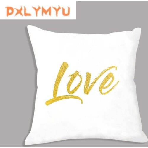 New Arrive Golden Text Print Pillow Case Sofa Decorative Pillowcase Throw Pillow Cushion Cover Home Decor