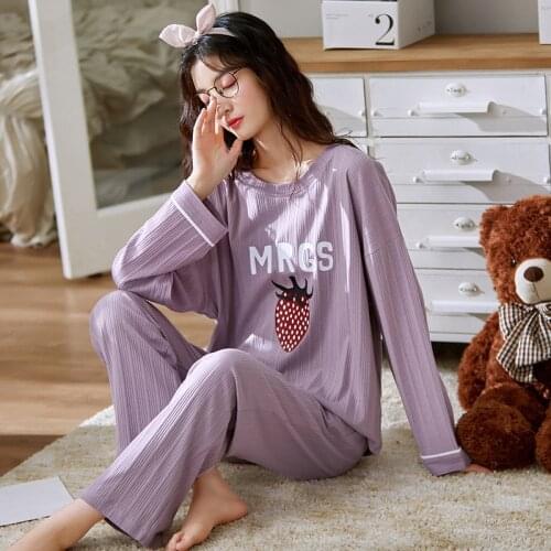 Autumn Winter Women Pajamas Female Long Sleeve Cotton Student Two-piece Suit Korean Large Casual Home Clothes Outwear Clothes