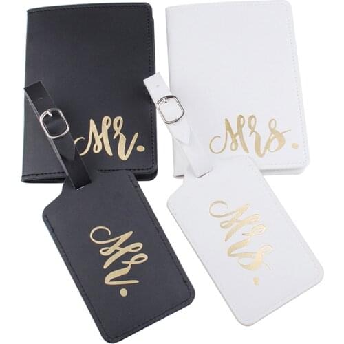 Couple Luggage Tag PU Leather for Travel Accessories Set Luggage Bag Passport Cover Card ID Tag Passport Holder Sets