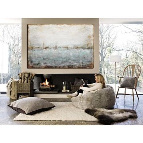 Landscape Artwork Framed Original Wall Art Large Contemporary Umber Brown Abstract Painting Modern Design Textured Hand Painted