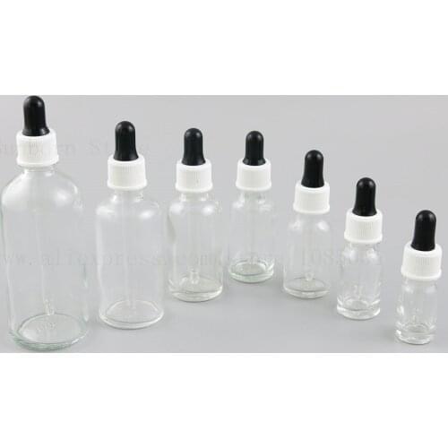 5-100ML Reagent Eye Dropper Drop Clear Glass Aromatherapy Liquid Pipette Bottle Refillable Bottles 20pcs