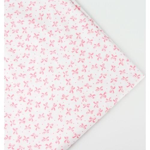 160cm x half meter pink bow print White bedding fabric print cotton fabric bundle DIY handmade children sheet quilt fabrics