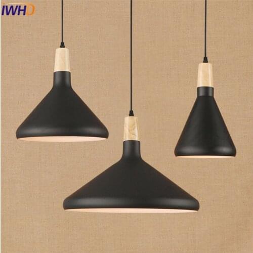 Simple Loft Style Aluminum Wood Droplight Modern LED Pendant Light Fixtures For Dining Room Hanging Lamp Indoor Lighting