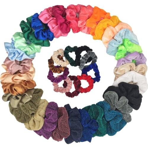 40pcs/30pcs/20pcs lot Fine Velvet Chiffon Polyester Elastic Hair Bands Scrunchy Hair Rope for Women Girls Grooming Accessories