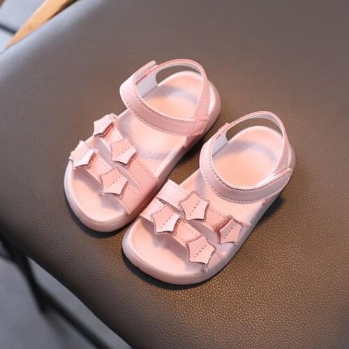 Summer Comfortable Childrens Sandals Summer Little Girls Shoes Soft Bottom Kids Flat Beach Shoes Pink White 1 2 3 4 5 6T