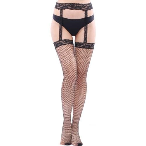 Sexy Fishnet Stockings Soft Tights Women Erotic Lingerie Fashion Open Crotch Pantyhose Ladies Hollow Lace Stockings Garter Club