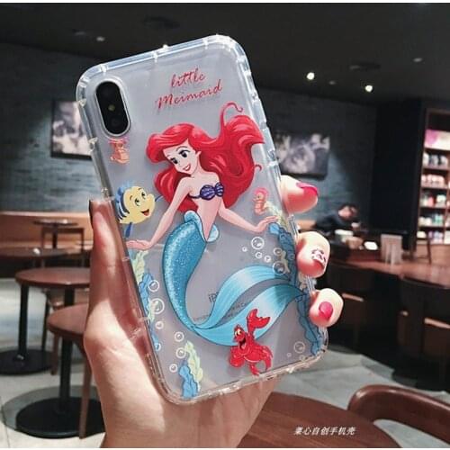 DISNEY Mermaid Princess Silicone Case for IPhone 11 Pro Xs Max iPhone 7 8 Plus 12PROMAX Official Liquid Silicon 360 Full Cover