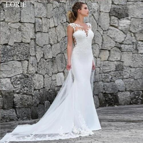 LORIE Mermaid Wedding Dresses Turkey 2020 Lace Appliques Bridal Dress Custom Made Wedding Gown vestidos de noiva Plus size