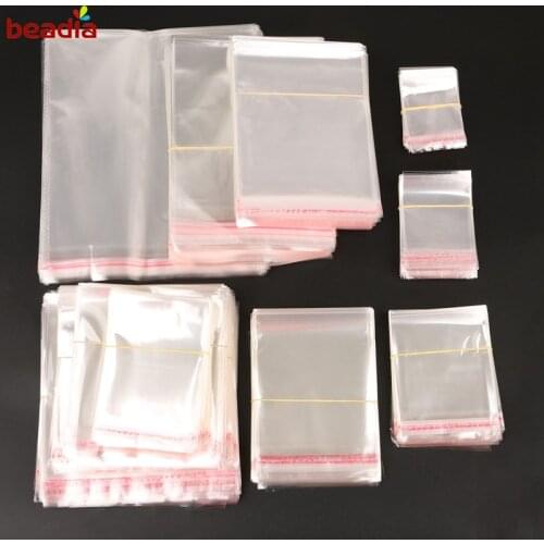 Jewelry Packaging 200pcs No Holes Small Baggies Gift Candies Packing Bags Transparent Clear Self-Adhesive Plastic Storage Bag