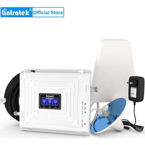 Lintratek Cellular amplifier Tri Band Repeater gsm 2g 3g 4g Signal Booster 900 1800 2100 Repeater 4g LTE Network Antenna 70dB