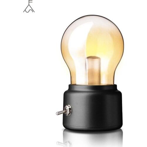 Vintage LED Bulb Night Light Retro USB 5V Rechargeable Battery Mood Luminaire Writing Desk Table Lights Portable Bedside