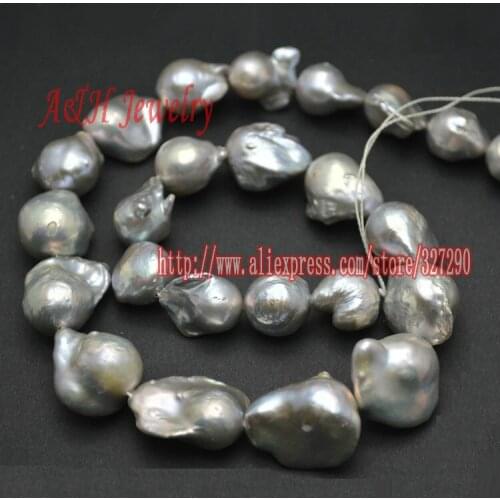 Grade AAA Natural Fresh Water Gray Silver Color Pearls Baroque Style Pearl For Jewelry Making Materials 2strand/lot