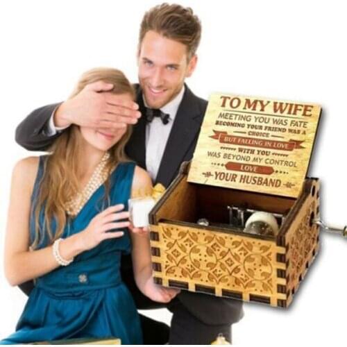 To My Wife Engraved Wood Music Box Anniversary Valentines' Gifts ALI88