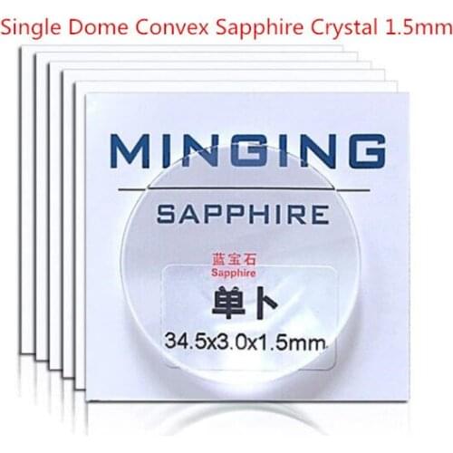 Free Shipping 1pc 1.5mm Thickness Single Dome Convex Sapphire Watch Crystal Dia. From 28~34.5mm