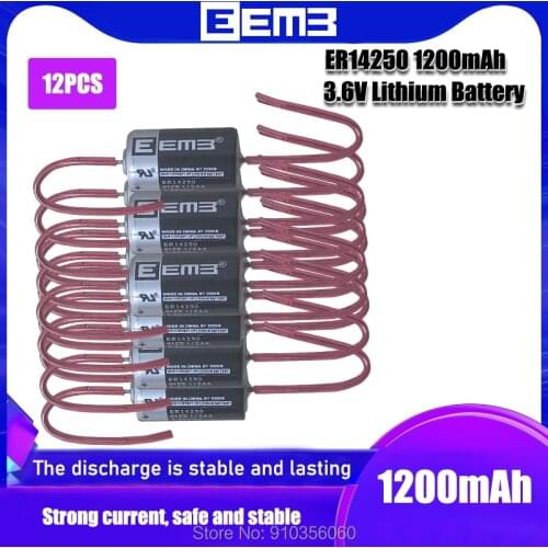 12PCS EEMB original ER14250 ER14250AX3.6V PLC lithium battery outlet foot with welding Needle 1/2AA